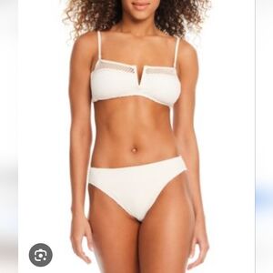 NWT Sanctuary Crochet Bikini Set In White Sand Size XL *Missing Optional Straps*
